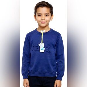 Boys Baker by Ted Baker Blue Embossed Merino Jumper - Blue NWT